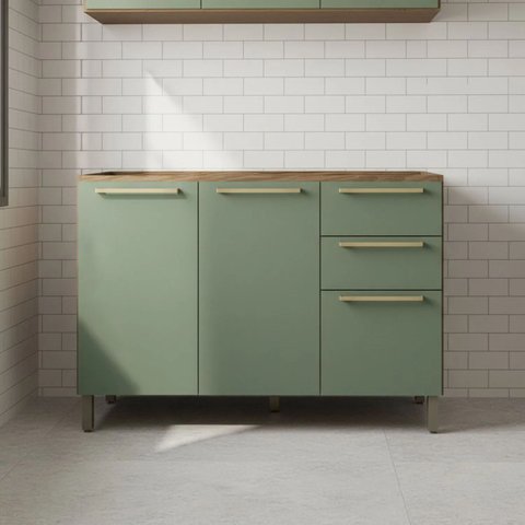 Balcão de Cozinha 2 Portas e 3 Gavetas 120cm com Pés Botanic Kappesberg