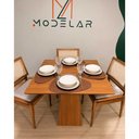 Ver imagem 2 de Mesa de Jantar Loft Quadrada MDF 90cm Amadeirado Freijó Modelar Art Moveis