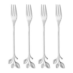 Conjunto 4 Garfos de Aço Inox Aperitivo Leaves Prata - Wolff - 1