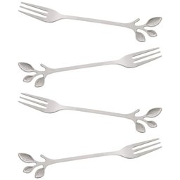 Conjunto 4 Garfos de Aço Inox Aperitivo Leaves Prata - Wolff - 2