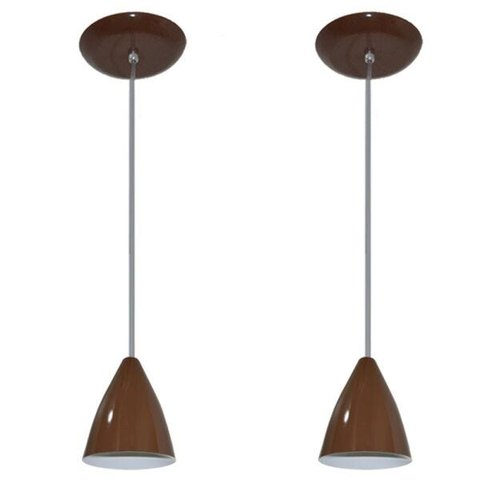 Kit Com 02 Lustres Pendentes De Aluminio - 17cm x 13cm - Marrom