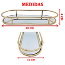 Ver imagem 5 de Bandeja Oval Espelhada Metal Preto Lavabo Multiuso 30x12cm