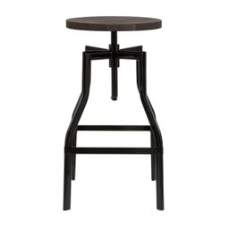 Banqueta Industrial Turner - Assento giratório - Vintage - Preto - 2