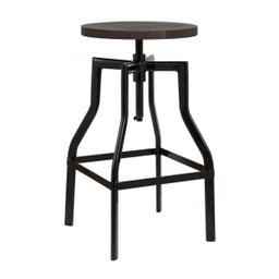 Banqueta Industrial Turner - Assento giratório - Vintage - Preto - 1