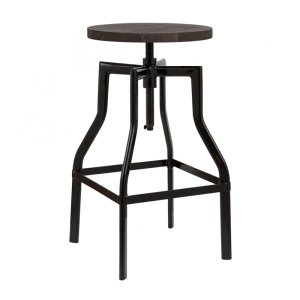 Banqueta Industrial Turner - Assento giratório - Vintage - Preto