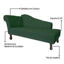 Ver imagem 7 de Recamier Divã para Sala Cecilia Pés Retro Tabaco 1.60cm Suede Verde - Incasa Decor