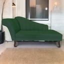 Ver imagem 2 de Recamier Divã para Sala Cecilia Pés Retro Tabaco 1.60cm Suede Verde - Incasa Decor