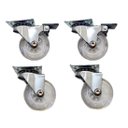 Ver imagem 1 de Rodízios de Silicone Giratórios com e sem Freio, Transparentes, 4 Peças, Base Metálica Prata