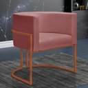 Ver imagem 2 de Kit 4 Poltronas Reforçada Decorativa Sala Nayara Base Ferro Bronze Suede Rose
