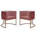 Ver imagem 3 de Kit 4 Poltronas Reforçada Decorativa Sala Nayara Base Ferro Bronze Suede Rose