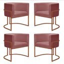 Ver imagem 1 de Kit 4 Poltronas Reforçada Decorativa Sala Nayara Base Ferro Bronze Suede Rose