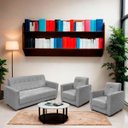Ver imagem 2 de Sofá + 2 Poltrona para Sala de Estar Moderno Confortável Veneza Suede