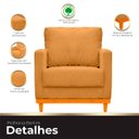 Ver imagem 4 de Kit Poltrona e Sofa Berlim 2 Lugar Base de Madeira Tecido Impermeavel Terracota