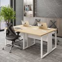 Ver imagem 1 de Plataforma de Trabalho 4 Lugares 1,80m X 1,20m Pé Metal F5 Cor:macadâmia com Branco