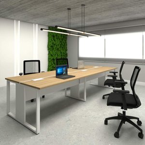 Plataforma de Trabalho 4 Lugares 1,80m X 1,20m Pé Metal F5 Cor:macadâmia com Branco