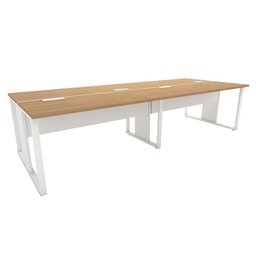 Plataforma de Trabalho 4 Lugares 1,80m X 1,20m Pé Metal F5 Cor:macadâmia com Branco - 4