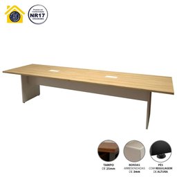 Mesa de Reunião Mac Branco 3,20m X 1,10m 2 Caixas Tomadas F5  - 3
