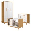 Ver imagem 3 de Conjunto Infantil Luar Freijo/branco: Berço Luar Mini Cama + Cômoda Luar + Guarda-roupa Luar