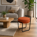 Ver mais imagens de Puff Decorativo Bouclé Terracota para Quarto Sala e Closet Metal Preto - Unitàlle Estofados