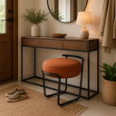 Ver imagem 7 de Puff Decorativo Bouclé Terracota para Quarto Sala e Closet Metal Preto - Unitàlle Estofados