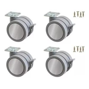 Kit 4 Rodinhas Preto para Moveis - Rack - Estantes - Puff