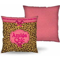Almofada Estampada Amiga Chic Rosa Onça Presente - 1