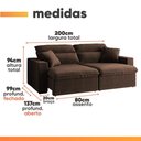 Ver imagem 2 de Sofá com Chaise Córdoba 2 Lugares Retrátil e Reclinável 200cm Café Bexs Estofados