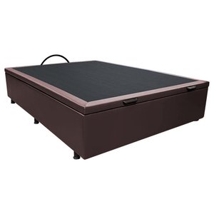 Cama Box Baú Casal Sintético Marrom 138x188