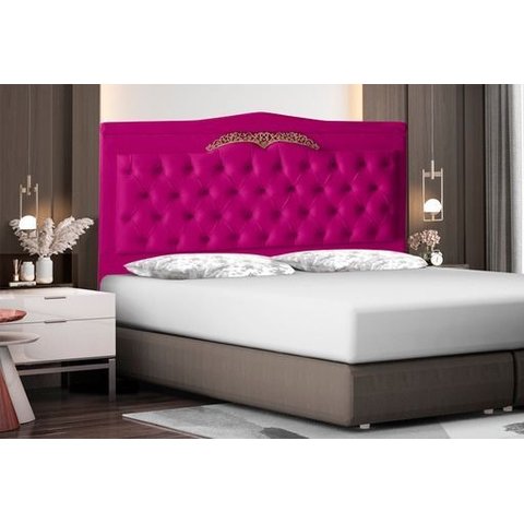 Cabeceira de Cama Box Madri Casal Queen 160 Cm Suede Rosa Pink do Lar Móveis e Decoração