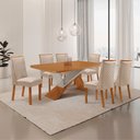 Ver imagem 2 de Mesa de Jantar Yasmin 180 cm Tampo MDF Canto Copo Laminado com 6 Cadeiras Moderna Mobília
