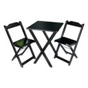 Ver imagem 1 de Conjunto De Mesa Dobrável 60x60 Com 2 Cadeiras Decor Tarimatã Para Area Gourmet - Preto