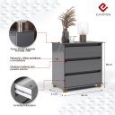 Ver imagem 5 de Mesa de Cabeceira Mini Cômoda 3 Gavetas Luxo - EJ Móveis - Cinza