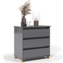 Ver imagem 2 de Mesa de Cabeceira Mini Cômoda 3 Gavetas Luxo - EJ Móveis - Cinza