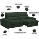 Ver imagem 3 de Sofá Retrátil Reclinável para Sala de Estar Living 250cm Nápoles F04 Veludo Verde - Lyam Decor