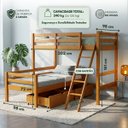 Ver imagem 2 de Cama Beliche L Solteiro Madeira Macica 2 Gavetoes:Mel