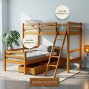 Ver imagem 4 de Cama Beliche L Solteiro Madeira Macica 2 Gavetoes:Mel