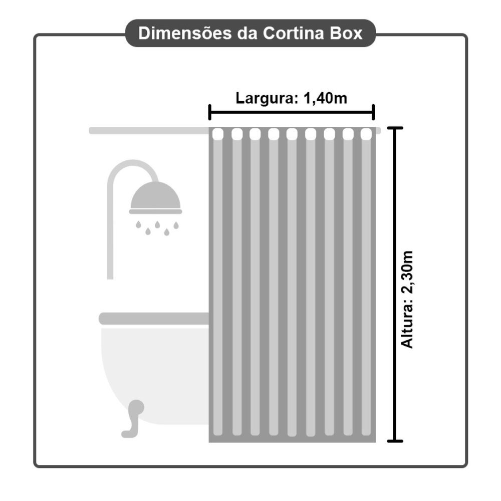 1 Cortina Box Banheiro PVC Grossa Antimofo Ilhós Pt 140x230 - 6