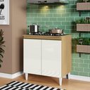 Ver imagem 2 de Balcão Para Fogão Cooktop Com 1 Tampo 2 Portas De Cozinha Barato Aramóveis Atacama Off White