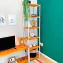 Ver imagem 2 de Estante Style Slim 6 Prateleiras Industrial Carvalho e Branco