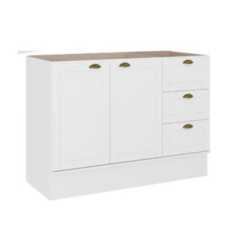Balcão 120 Cm 2 Portas e 3 Gavetas para Cozinha sem Tampo Cor:branco