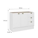 Ver imagem 2 de Balcão 120 Cm 2 Portas e 3 Gavetas para Cozinha sem Tampo Cor:branco
