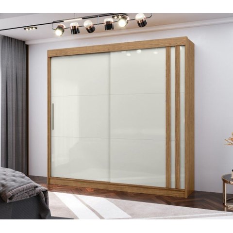 Roupeiro de Casal Seul 100% MDF 2 Portas de Correr Freijo Off White MX Mx Móveis