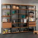 Ver imagem 1 de Kit 4 Estantes Estilo Industrial Modular 280x220x45Cm 02 Gavetas MDP Carvalho Cinza MDP - PRIME