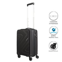 Mala de Bordo Pequena para Viagem Polipropileno American Tourister Camboriu Cadeado Rodas 360º Preta - 2
