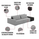 Ver imagem 3 de Sofá Ilha 2 Lugares Living 272cm Modulado Sala Lary Veludo/pu Pto K01 - D’Rossi