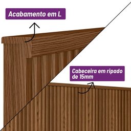 Cabeceira Cama Casal Ripada 141cm Freijó Pipa 1.4 Linea Brasil - 3
