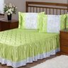 Colcha Casal Cetim com Babado Envolto 3 Peças Rosas - Verde - 1