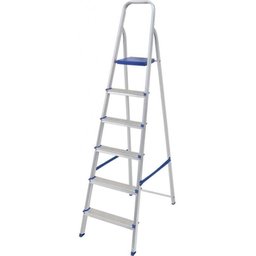 Escada de Alumínio Mor 5104 6 Degraus Antiderrapante Até 120 Kg - 1