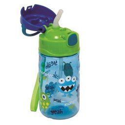 Garrafinha Monstrinho com Canudo 400Ml Rosa - Buba - 1