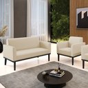 Ver imagem 2 de Sofá Namoradeira com Poltrona Base de Madeira Fixa Preto Marisa Corino D03 - D’Rossi Bege